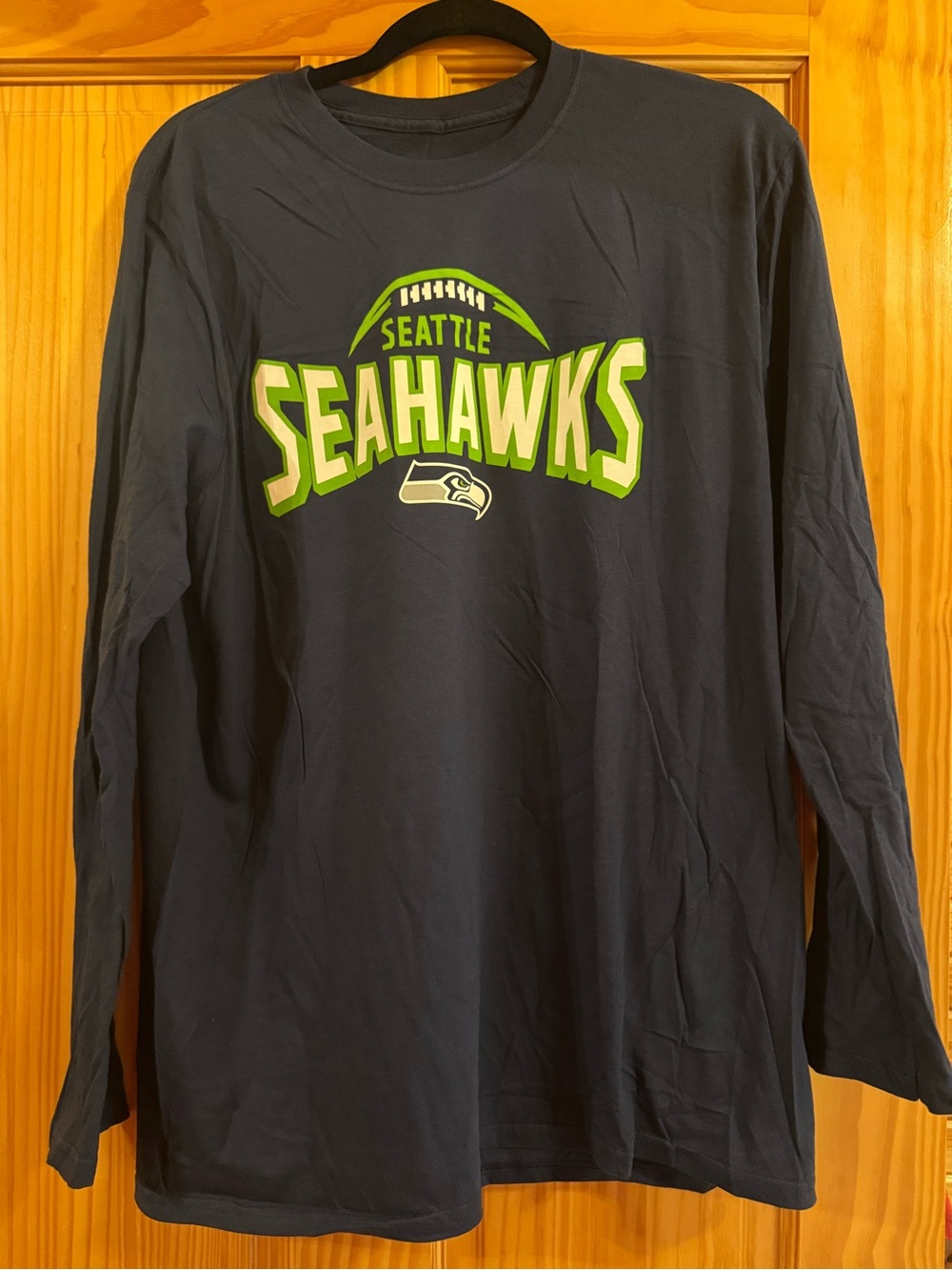 NFL Seattle Seahawks Navy Long Sleeve Tee with Lime Logo